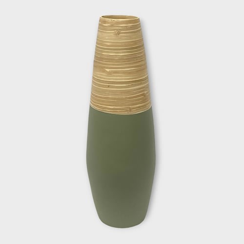 Bamboo Vase Green & Natural - 58cm