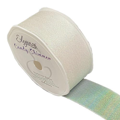 Ribbon Candy Shimmer Metallic Iridescent Clear  - 38mm 