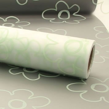 Cellophane Roll - Frosted Green Flower