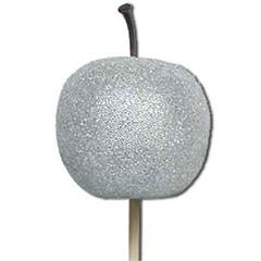 Silver Sugared Apple Picks 5cm wide