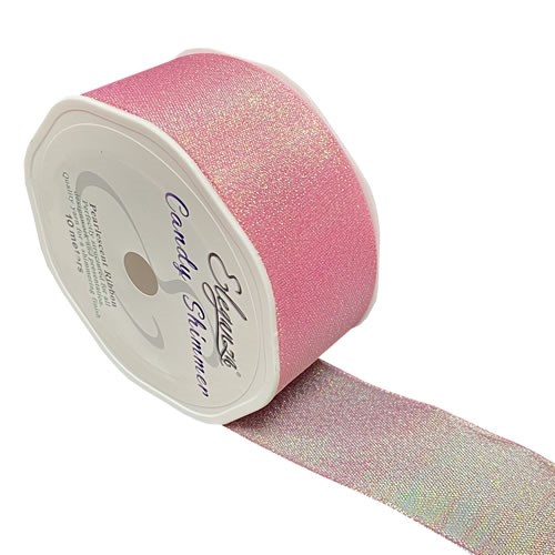 Ribbon Candy Shimmer Metallic Iridescent Sugar Pink - 38mm 