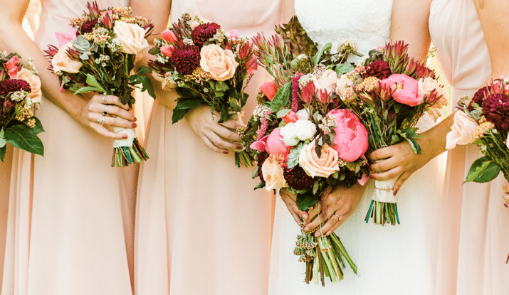 Bride and bridesmaids