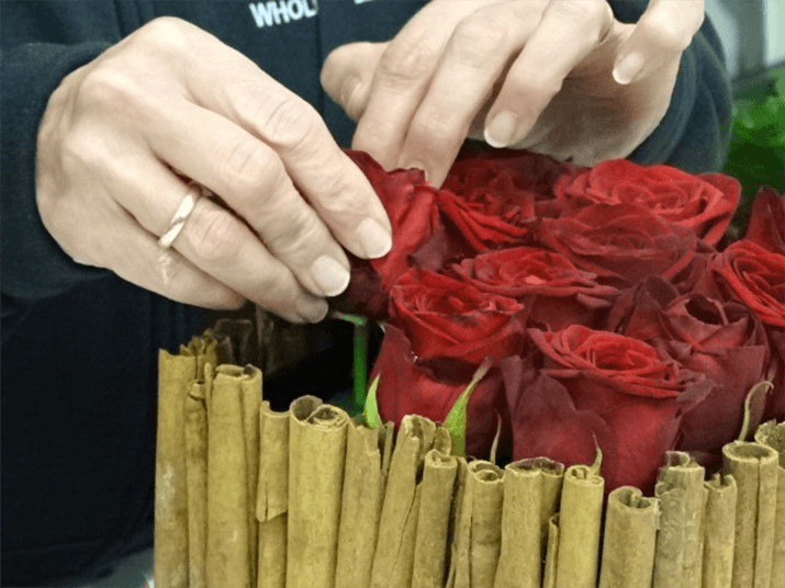 Continue to add the roses until you have finished the look.