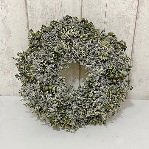 Wreath Waxed Antique Olive 35cm