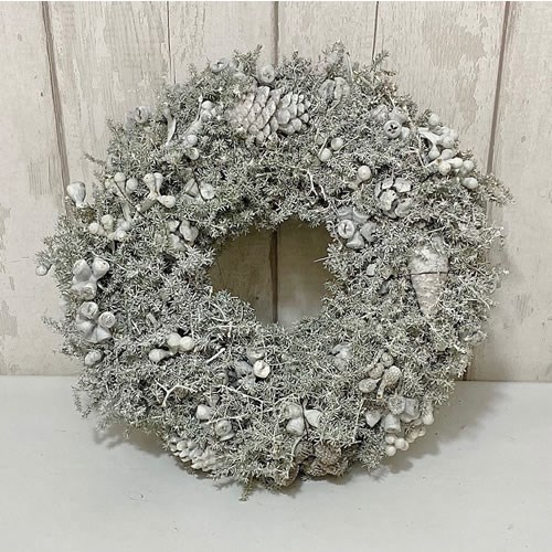 Wreath Waxed White 35cm