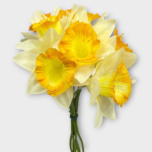 Artificial Faux Daffodil Posy (Cream & Orange)