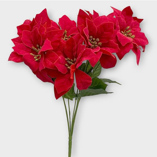 Artificial Faux Poinsettia Spray