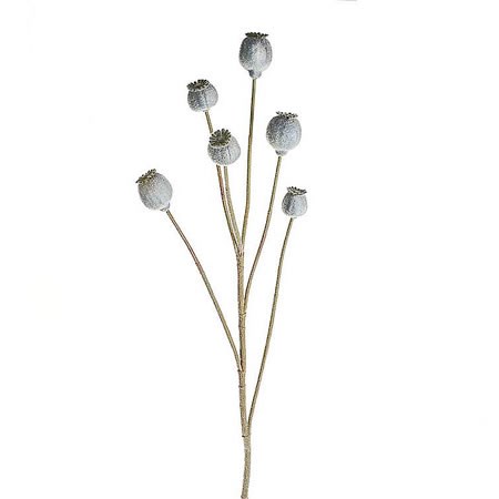 Artificial Faux Poppy Head Sprays (Painted Grey)