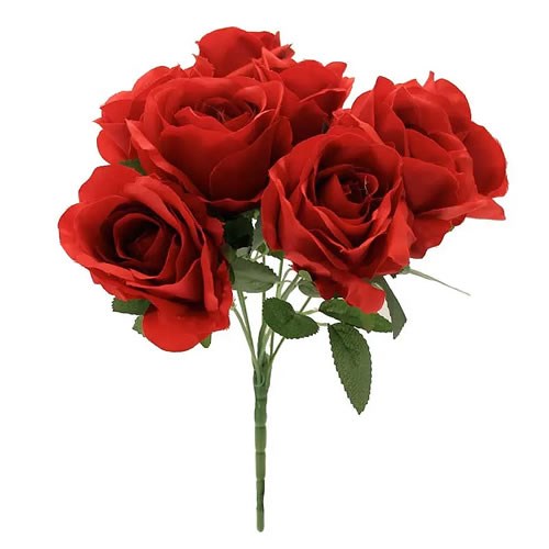 Artificial Faux Rose Posy (Red 9 stems)