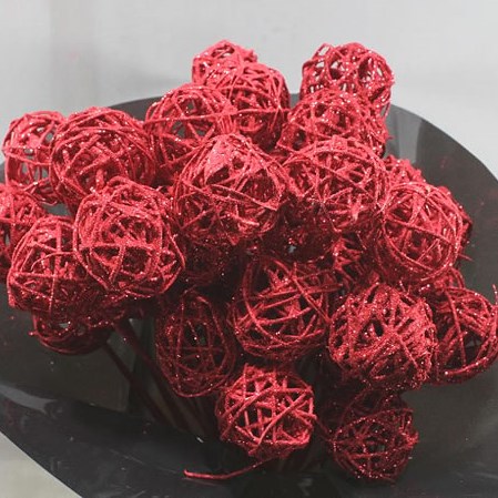 BRUNCH BALL STEMS - RED GLITTER
