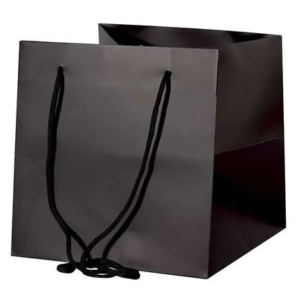 Hand Tied Gift Bag - Black 25x25cm