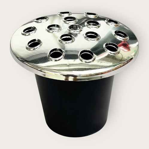 Black Grave Vase with Silver Lid 13cm