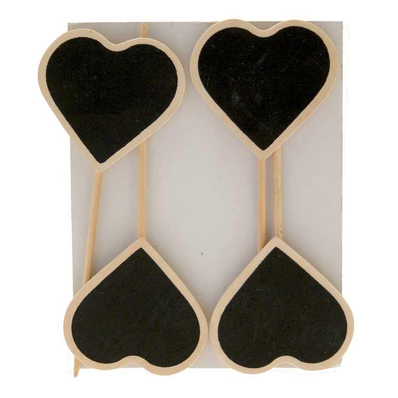 Blackboard Hearts on Sticks (4 Pack)
