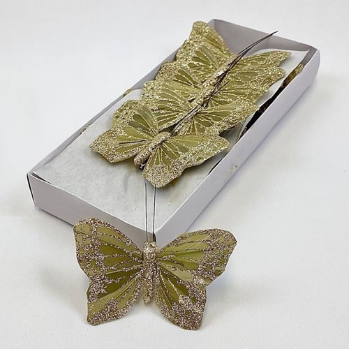 Butterflies Gold Feather 9cm (with clip)
