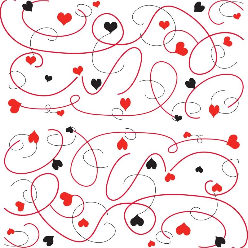 Cellophane Roll - Black/Red Hearts