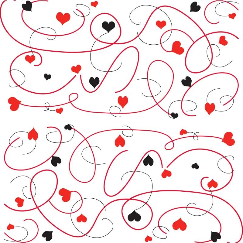 Cellophane Roll - Black/Red Hearts