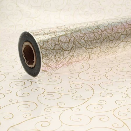 Cellophane Roll - Gold Scrolls