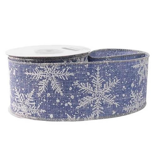 Ribbon Christmas - Blue With Snowflakes