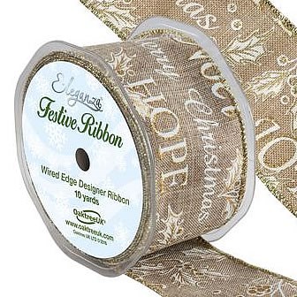 Ribbon Christmas - Natural Holly Design