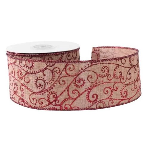 Ribbon Natural with Red Swirls