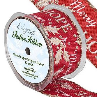 Christmas Floristry Ribbon Red Holly Design | Wholesale Dutch Flowers UK