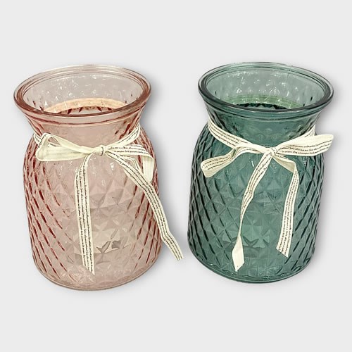 Clearance Item - Glass Hand Tied Emily Vase Duo Pack 15cm