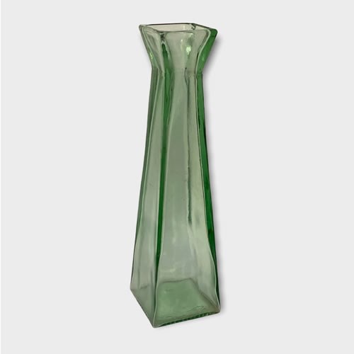 Clearance Item - Green Square Tapered Glass Vase