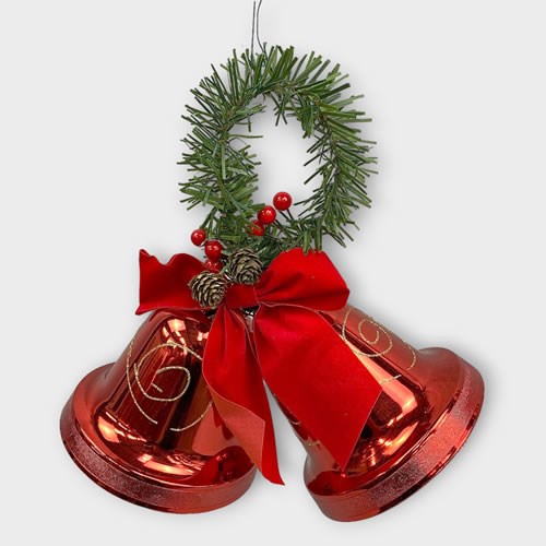 Clearance Item - Traditional Bells Red with faux decorations