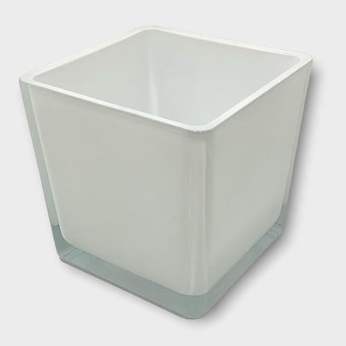 sponsoreret tage ned bag White Tapered Cube Vase 14cm | Florist Supplies UK | Cheap Glass Vases