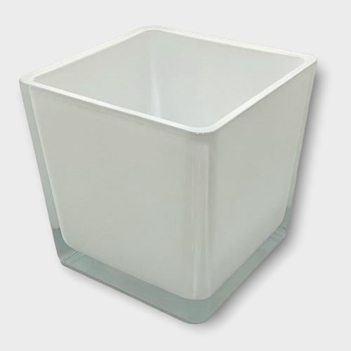 Cube Vase - White Tapered 14cm