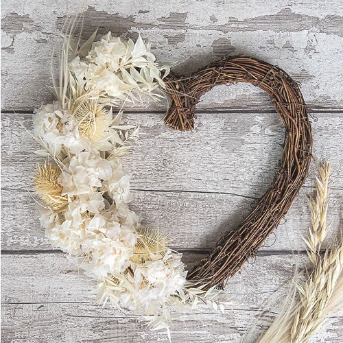 DIY Dried Flower Bleached Wicker Heart Kit (Makes 3)