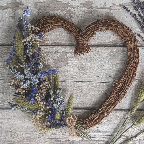 DIY Kit Dried Flower Blue Hearts DIY Floral, Craft & Dried Flower Arrangement Kits UK