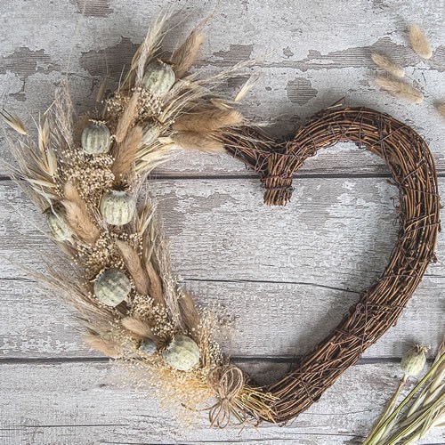 DIY Dried Flower Natural Wicker Heart Kit (Makes 3)