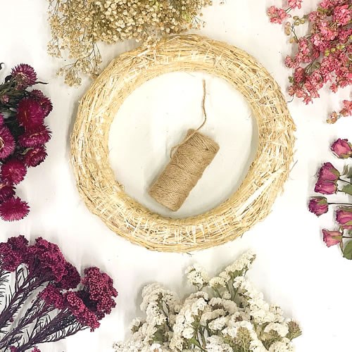 DIY Dried Flower Wreath Kit- Pinks