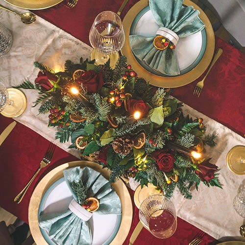 DIY Low Red Traditional Table Arrangement Kit