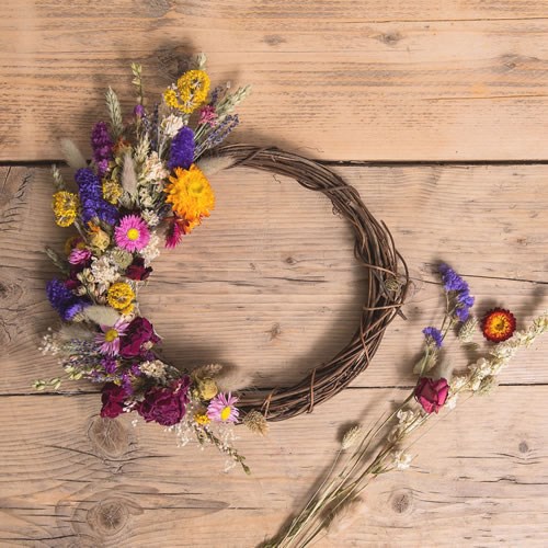 DIY Dried Flower Vine Ring Kit - Rainbow Mix