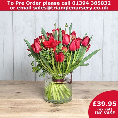 DIY Valentines Fresh Flower Red Vase Kit | Dried Flowers UK Valentines Flowers