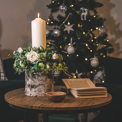 DIY White  & Green Candle Arrangement Kit (on Wood)