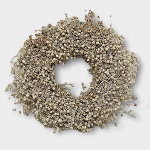 Flax Wreath Frosted 30cm