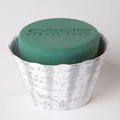 Floral Foam Cupcakes 12cm - White/Silver * ONLY 1 LEFT *