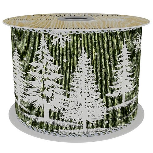 Floristry Ribbon Sage Mesh White Xmas Trees 63mm Wholesale Dutch
