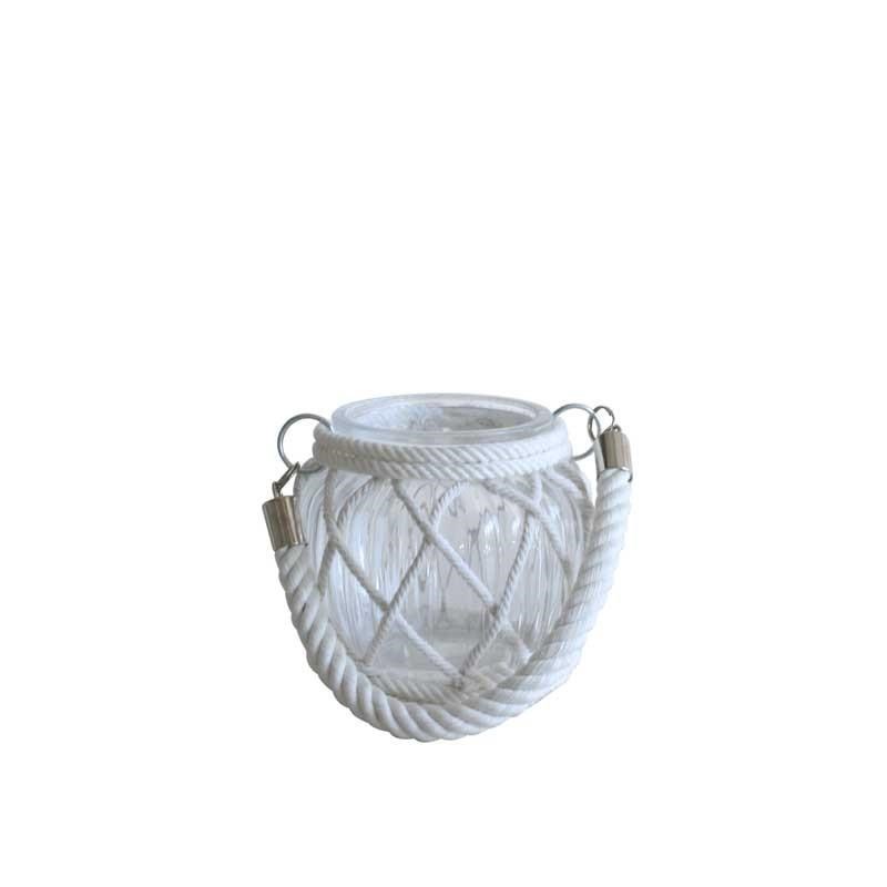 Glass Candle Holder + Lattice Rope Handle 11cm Wholesale Dutch Flowers UK