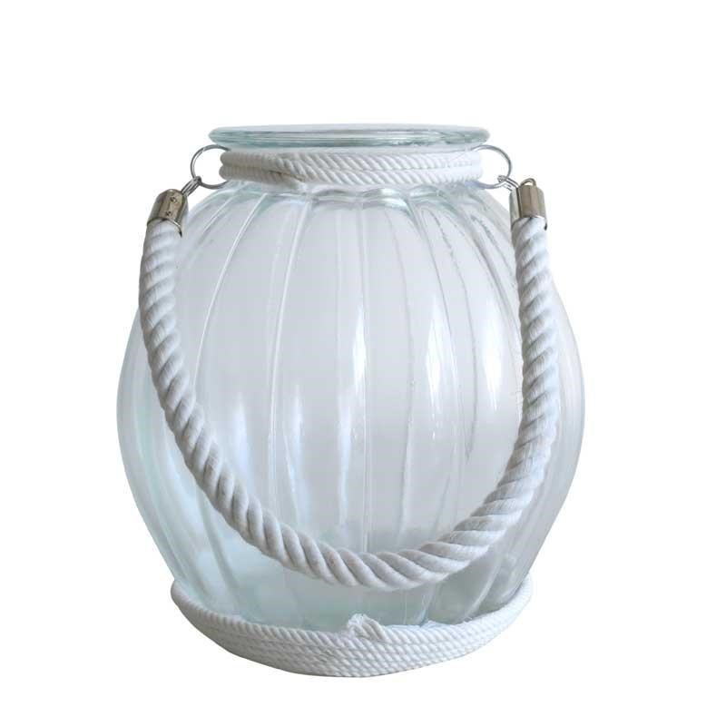 Glass Candle Holder with Rope - 27cm