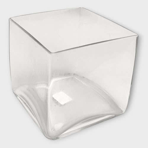 Glass Cube Vase - Clear 14cm