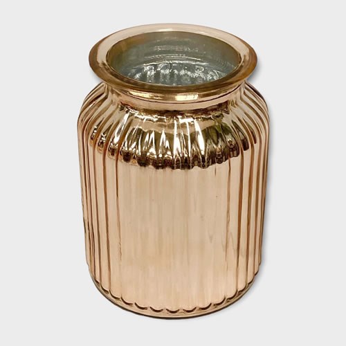 Glass Rose Ribbed Gold Jar 14.5cm Florist Supplies UK Triangle Nursery