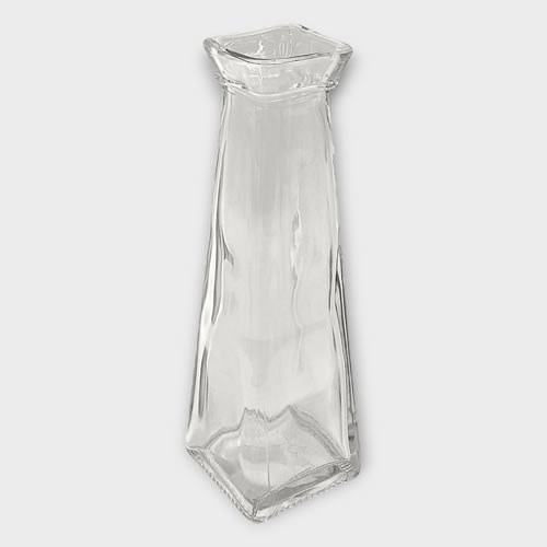 Glass Square Pyramid Vase - 19.5cm