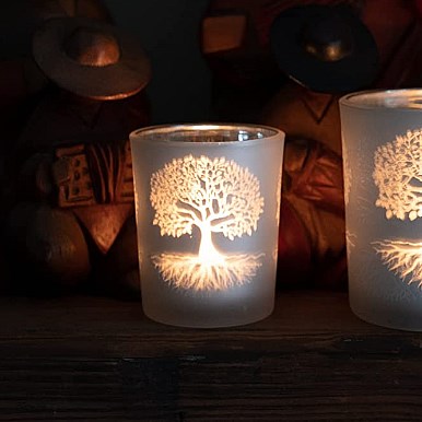 Glass Tealight Holder - Tree of Life
