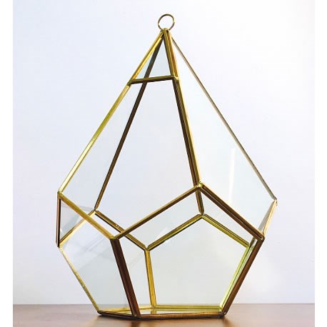 Glass Terrarium Gold Hex Pentagon (27cm)