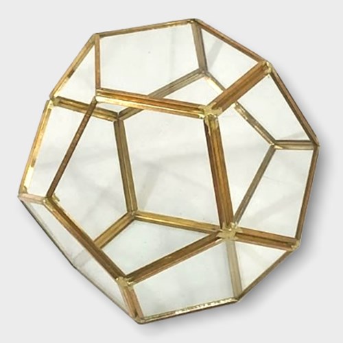 Glass Terrarium Gold Polygon 14cm 