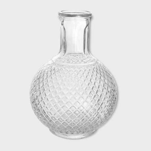 Glass Textured Slender Neck Ball Vase 18cm Glassware Home Decor